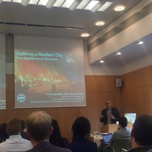 Luke Bisby discusses structural fire resilience to the forum attendees